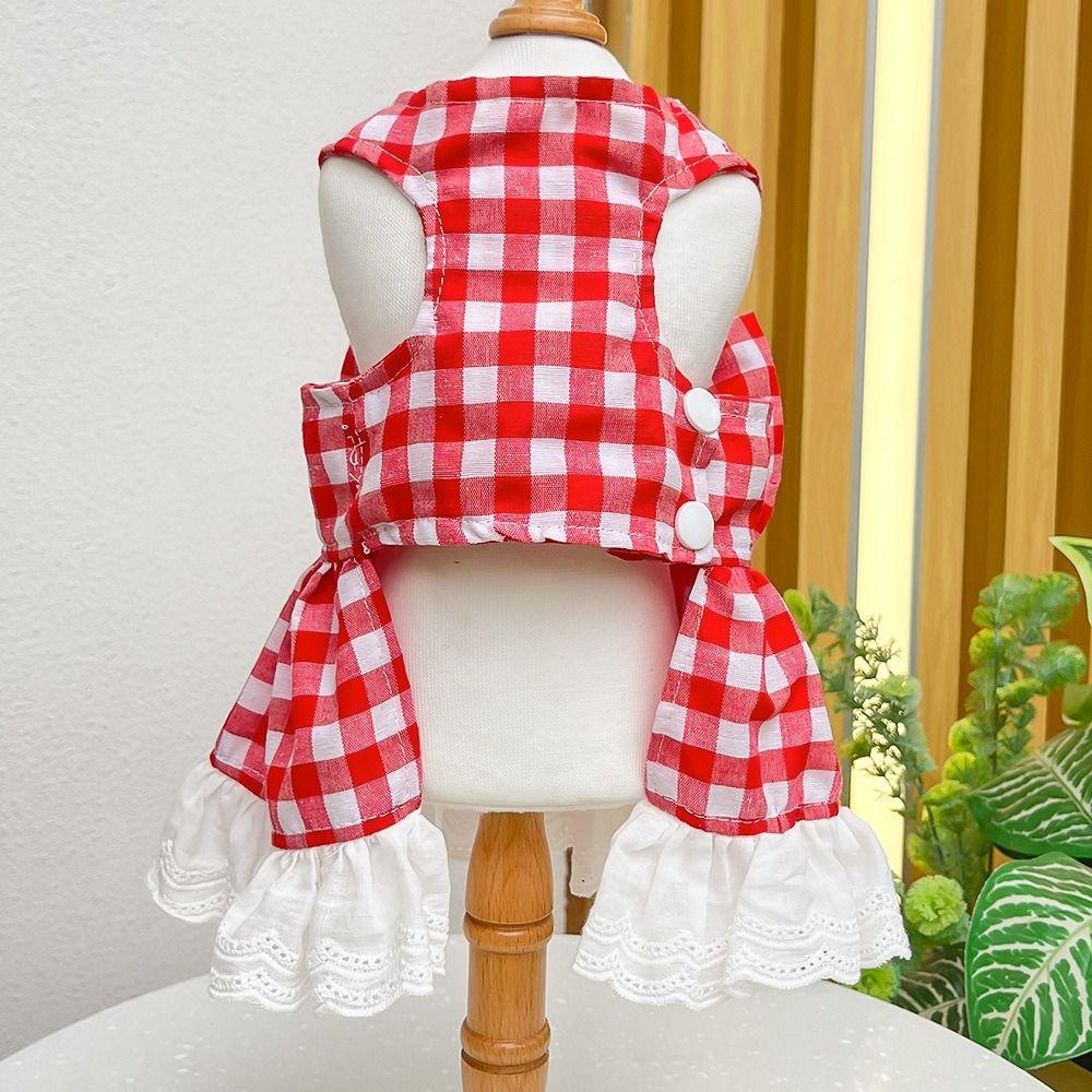 Pet Supplies Soft Pet Summer Clothes Breathable Thin Design Cat Plaid Skirt Fashion Pet Dresses Puppy