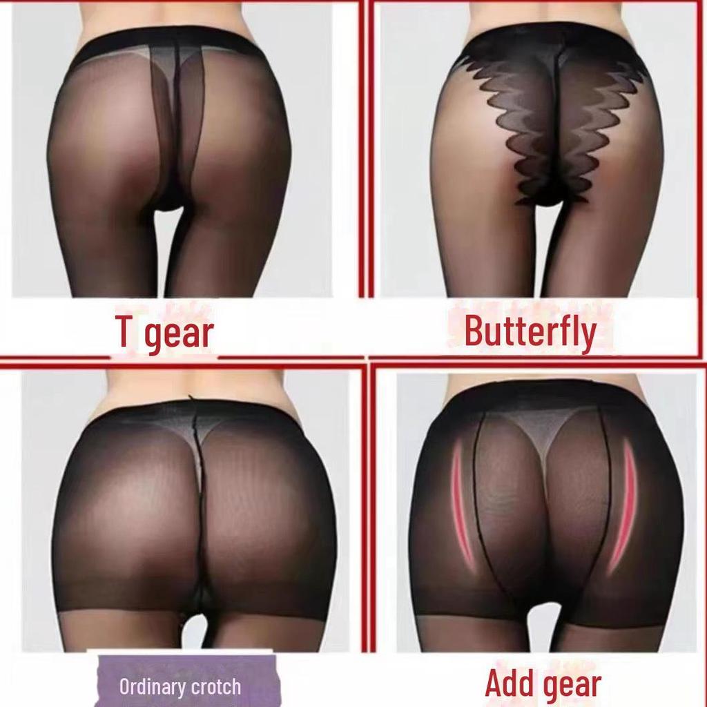 Ultra-Thin Seamless Transparent Gray-Black Pantyhose with Anti-Hook Technology