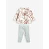 Girls' Floral Suit, Long-Sleeved Top, Leggings, Two-Piece Set, Kidsren's Pure Cotton Autumn Clothing, Baby T-Shirt Two-Piece Set 6
