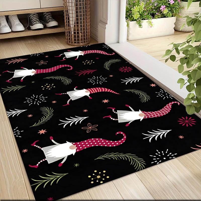 1Pc Holiday Gnomes Celebration Carpet Rug Soft Washable Antislip Home Living Room Sofa Mats Personalized Christmas Rug