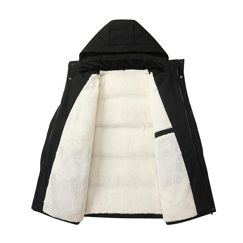 Winter Duck Down Coat Men Fleece Hooded Jacket Fashion Cotton Padded Jackets Winter Casual Puffer