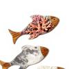 3Pcs Wooden Fish Wall Decoration, Coral Moon Seaweed Fish Hanging Ornament, Nautical Coastal Ocean Theme Wall Art for Bathroom, Living Room