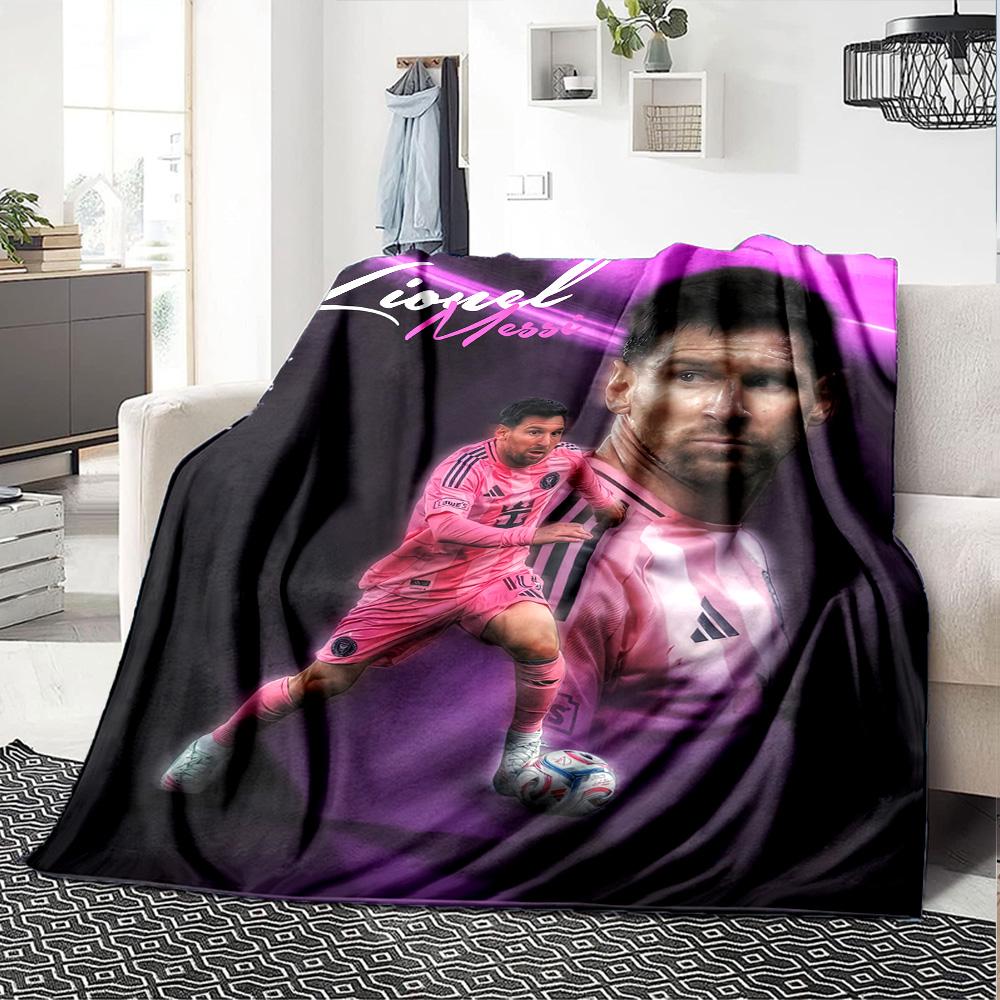 Pink Stripes Soccer Star Blanket Comfortable Perfect for Bed Chair Livingroom All-Season Use Digital Print Best Holiday Gift for Friends Family