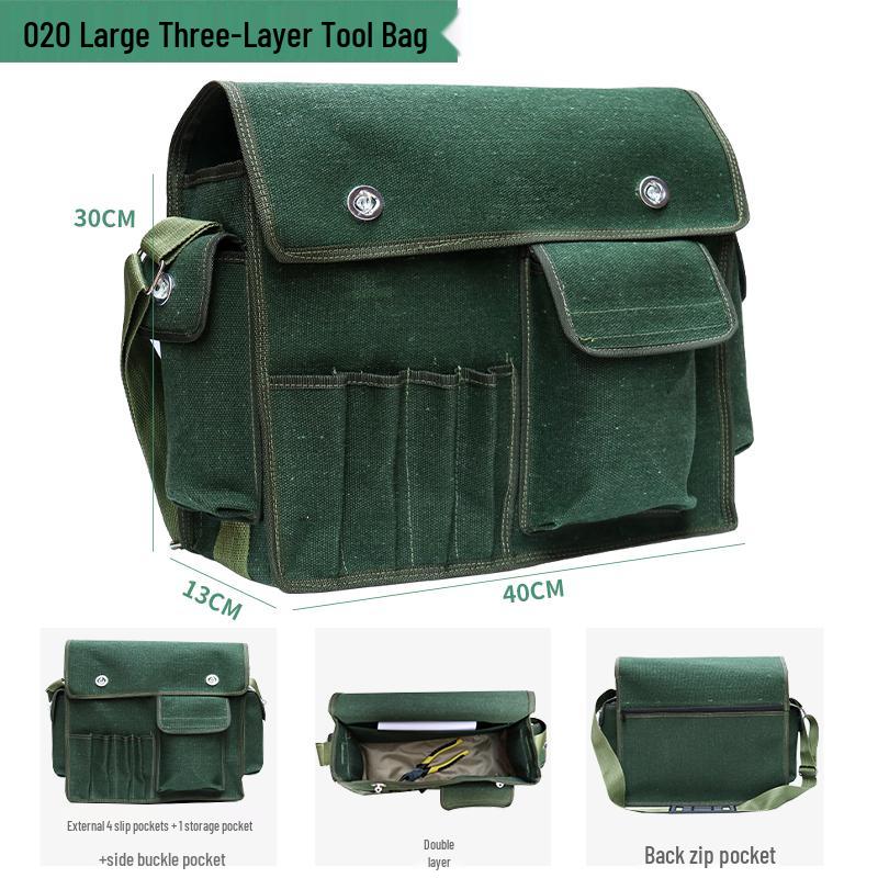 Sturdy Multifunctional Canvas Electrician Tool Bag - Durable, Wear-Resistant Hardware Organizer Pouch