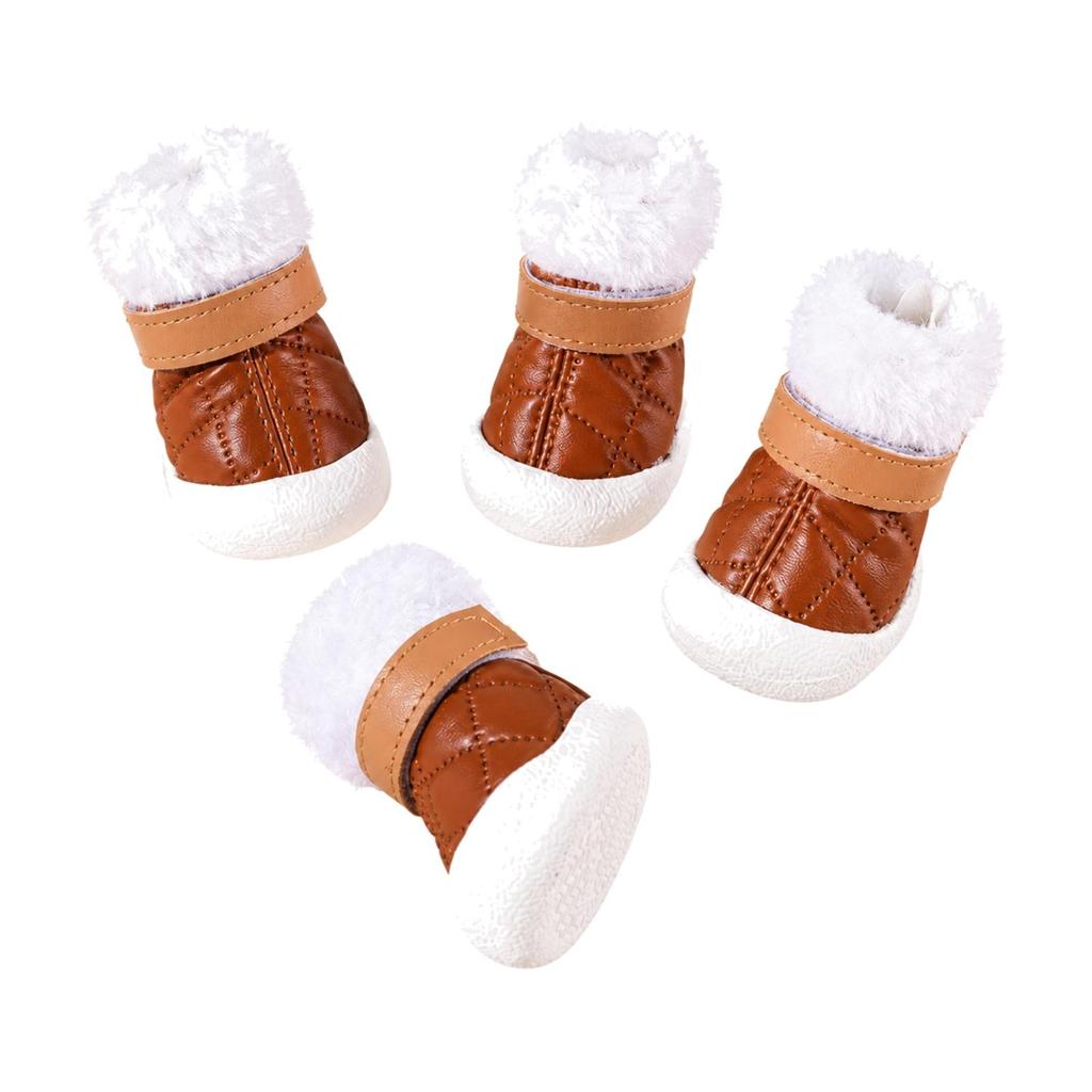 4 Pieces Pet Footwear Winter Dog Shoe with Soft Lining Paw Protector Boots