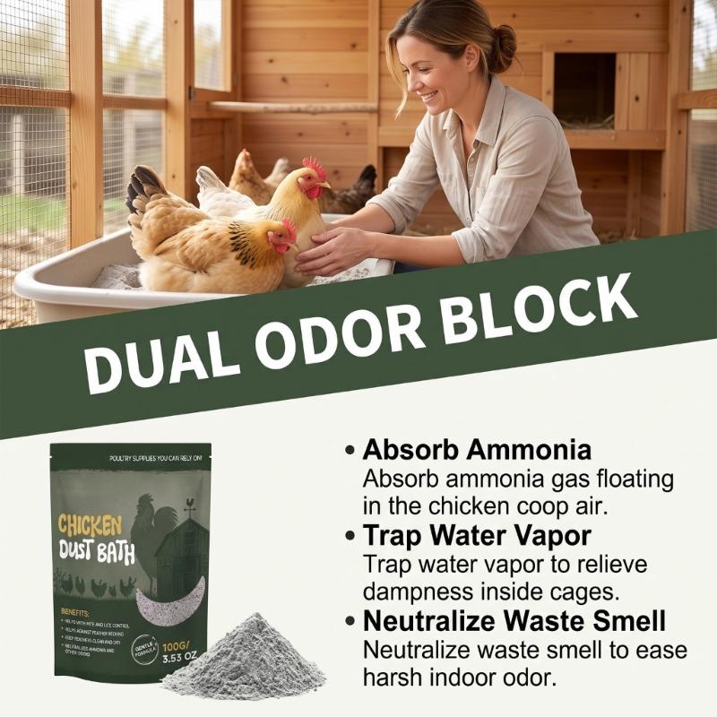 EELJOY Backyard Chicken Dust Bath Powder, Poultry Care Supply with Resealable Bag for Routine Plume Cleaning Support Use