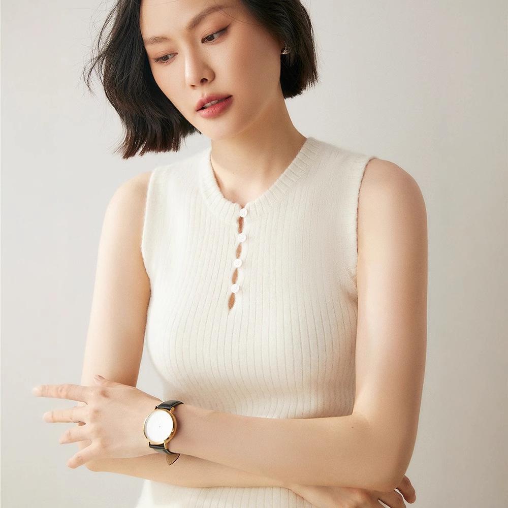 Gentle & Chic Cashmere Slim-Fit Sleeveless Knit Tank Top Sweater for Women