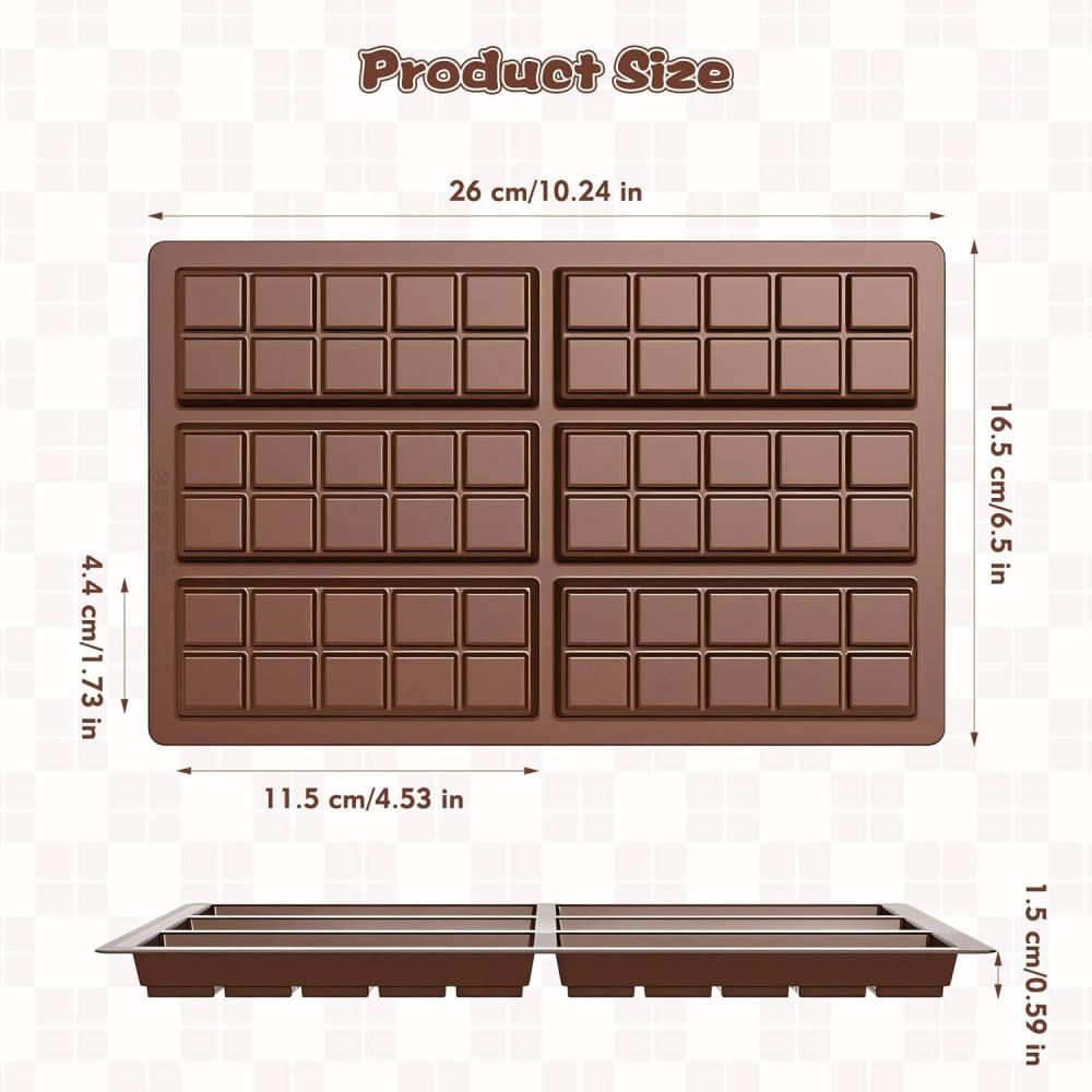 Chocolate Bar Molds - Non-stick Chocolate Molds, Food-grade Silicone Deep Molds for Dubai Pistachios, Candies, Snacks