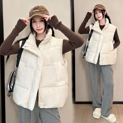 Autumn and Winter Down Cotton Vest Women's Vest Thickened Warm Women's Large Size Cotton Vest Casual Loose Outer Wear Women's Models