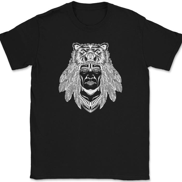 Native American T-Shirt Graphic Indian Head Dress Pattern Funny Tee