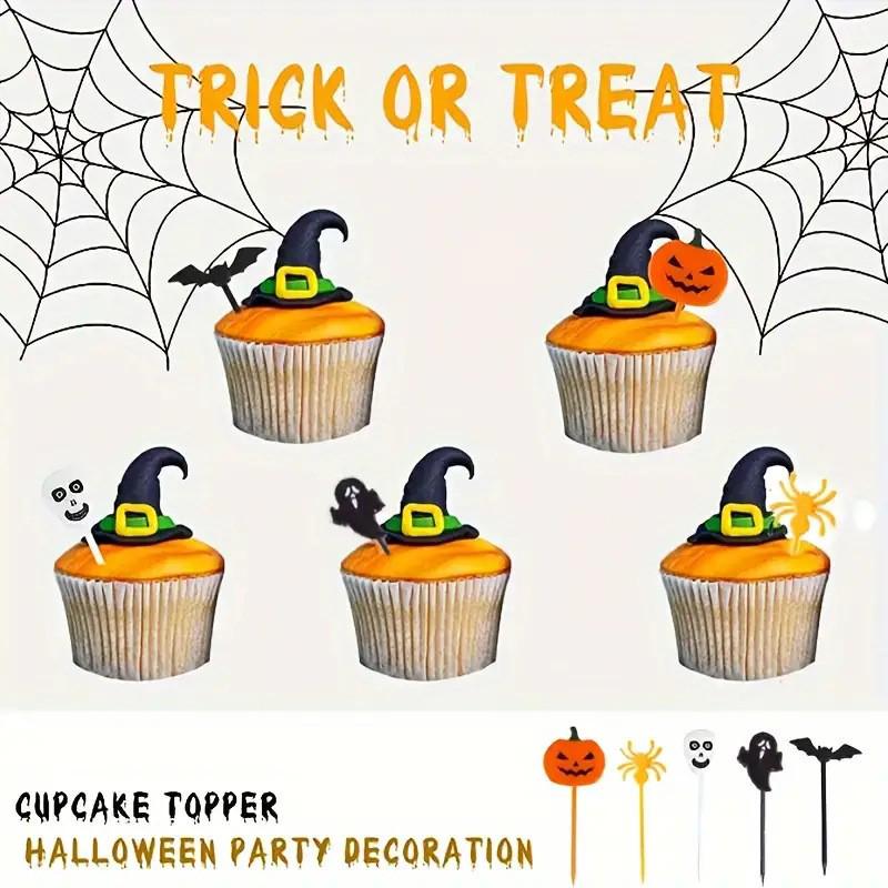 Halloween Pumpkin Ghost Mini Bento Forks - Cartoon Fruit Party Decorations Set