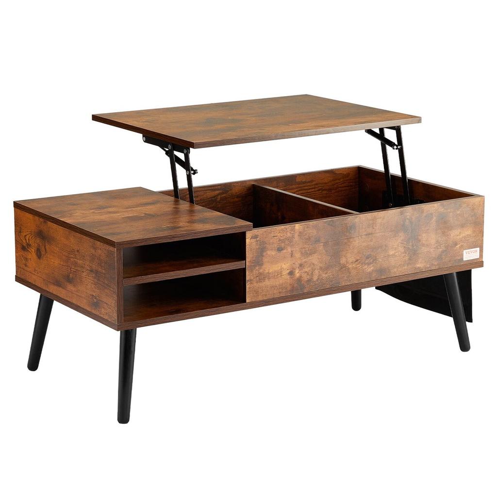 Lift Top Coffee Table 39.4 In Rectangle Coffee Table for Living Room Brown