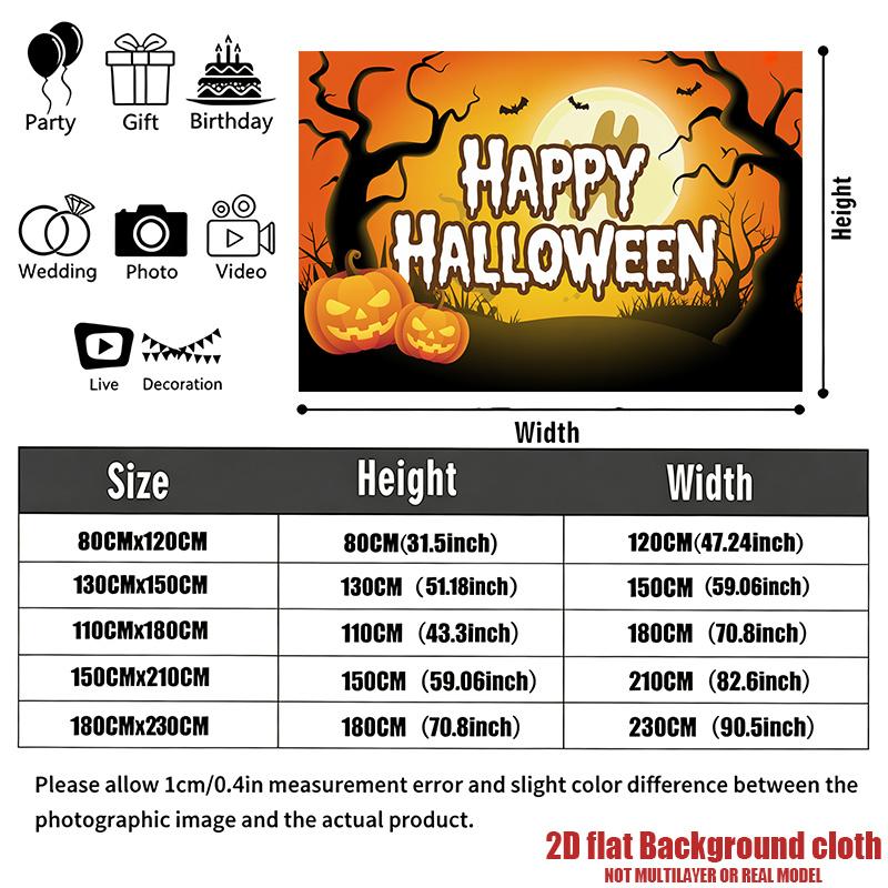 Party Backdrop Halloween Moon Flat Witch Pumpkin Photo Booth Background Party Decor
