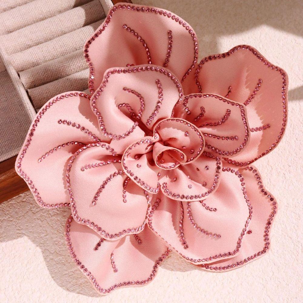Badge Large Flower Camellia Brooch Korean Style Rhinestones Brooch Suit Collar Pin  Decoration
