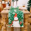 Festive Christmas Table Runner With Red Green Plaid Snowman Print For Holiday Decor
