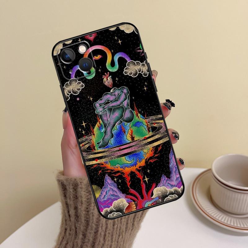 Spiritual Trippy Psychodelic Phone Case For iPhone 16 Pro Max 14 13 12 11 15 Pro Max mini XR 15 16 Plus 16e Cover Funda