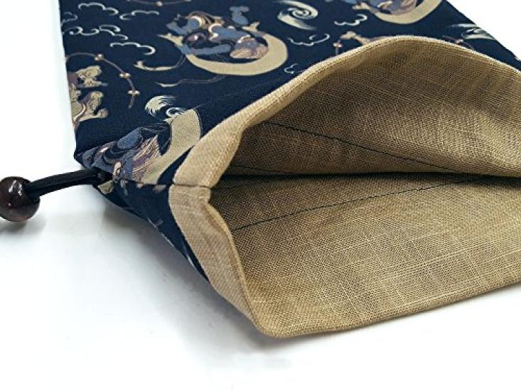 Handmade Workshop FUJITA Drawstring Bag with Japanese Wind God and Thunder God Made in Goshuin Book Goshuin Book Japanese Japanese Japanese Japanese