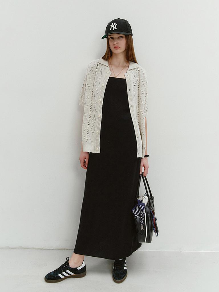 Deonseuteu Collared Crochet Cardigan Cream_Udsw4B323Cr