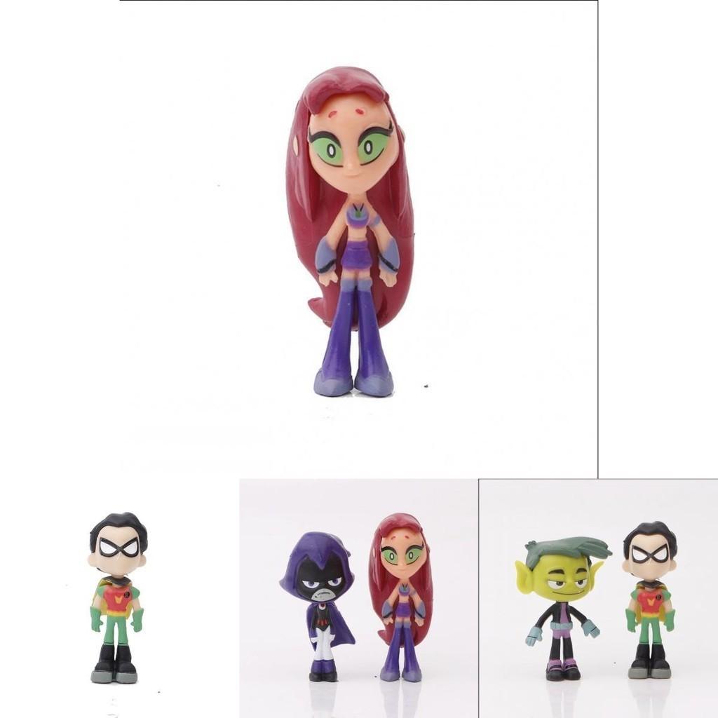 Adorable Teen Titans Go Figure Set Featuring Robin Raven Beast Boy And Starfire