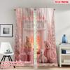 2pcs 2D Flat Printing Happy Christmas Scene Curtains Cozy Teddy Bears Christmas Fireplace Digital Printed Polyester Drapes