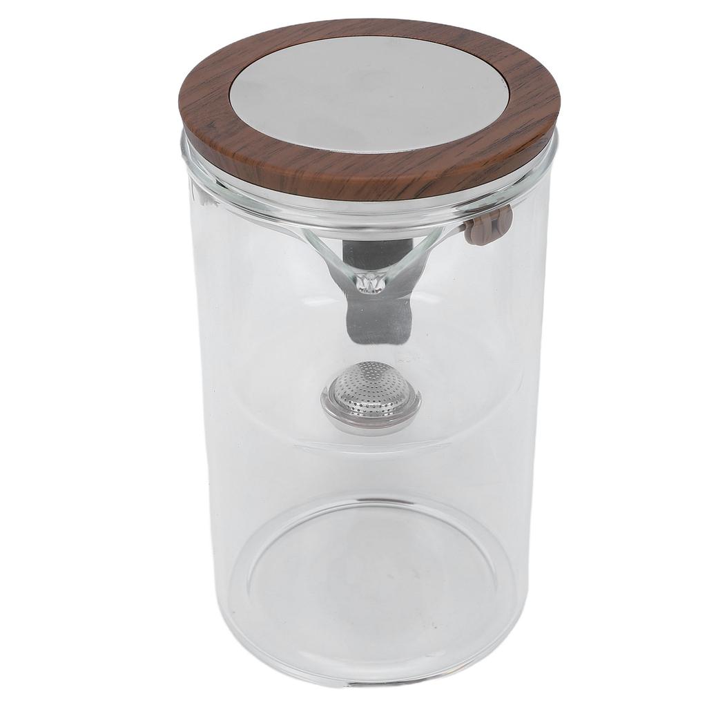 Glass Teapot with Strainer 600ml Magnetic Water Separation Tea Pot with Wooden Handle 2 Cups for Home Restaurant