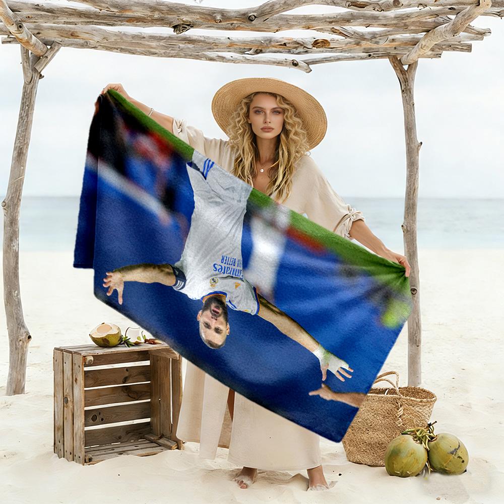 Youth Soccer Player Action Beach Towel High Absorbency & Quick-Dry Comfortable Lightweight Perfect for Traveling Yoga Camping and Swimming