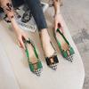 Women Flat Shoes Girl Fashion Houndstooth Pointed Toe Boat Shoes Girl Beautiful Slip-on Loafers