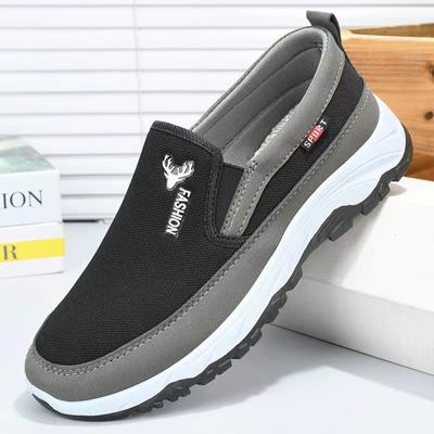 Spring New Cloth Shoes Walking Shoes Men's Casual Shoes Low-top Soft-soled Canvas Shoes Middle-aged and Elderly Shoes