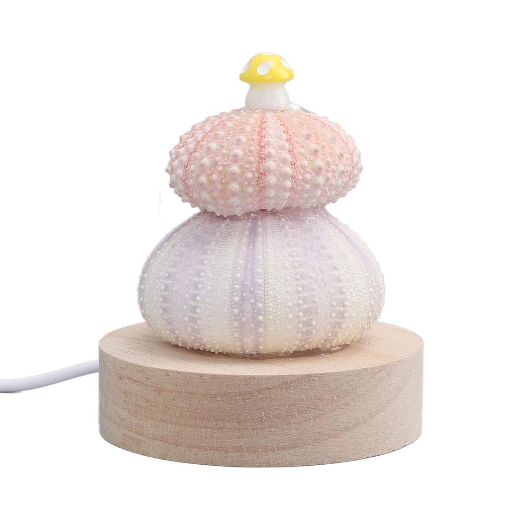LED Night Lamp Warm White USB Plug In Natural Shell Body Cute Mushroom Decor Bedside Night Light