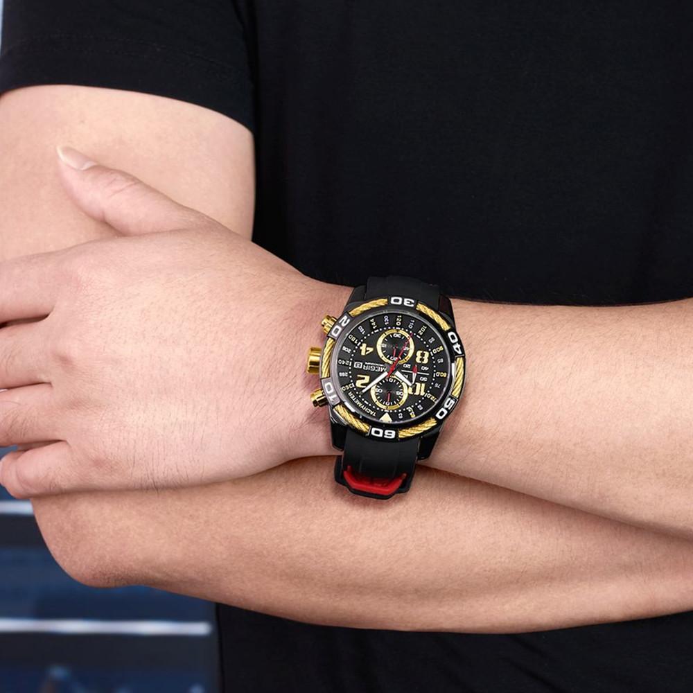 Megir Silikon Sportsklokke Herre Relogio Masculino Toppmerke Luksus Chronograph Army Military Watches Klokke Herre Quartz Armbåndsur