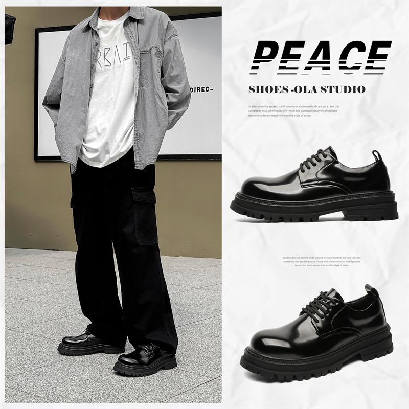 Fashion Leather Shoes For Man Platform Genuine Leather Big Size Shoes High Quality Designer Formal Platform Casual Shoes Outdoor