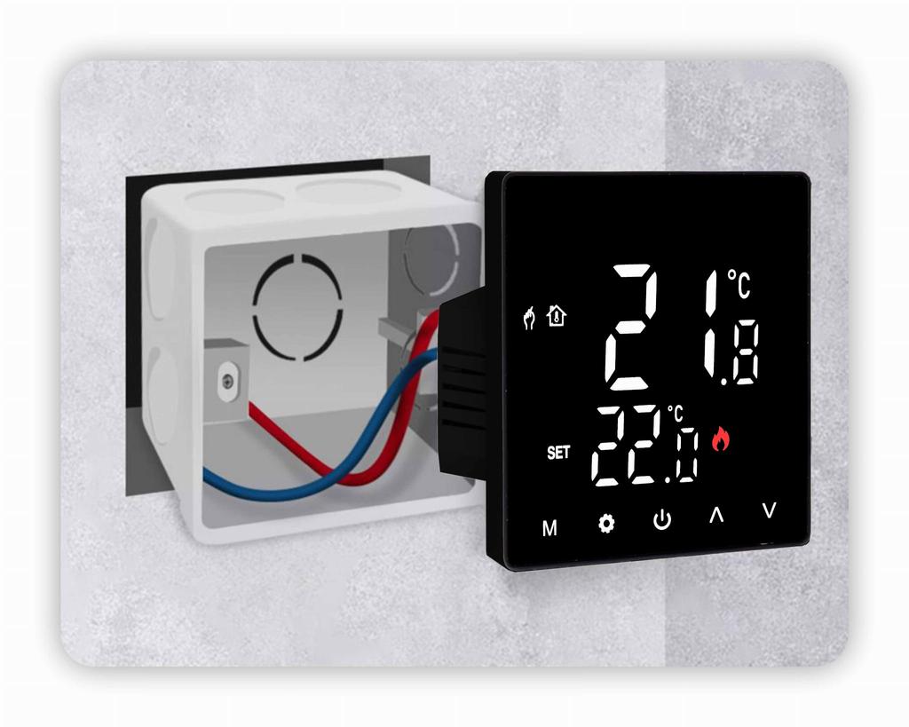 Tuya 16A STD WiFi Room Thermostat Black