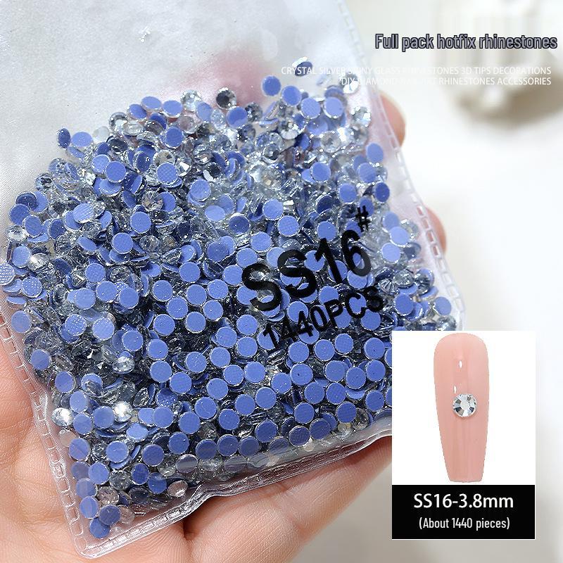 Nail Art Rhinestones Set: 1440pcs Hotfix White Round Flat Back Stones for Nail Decoration.