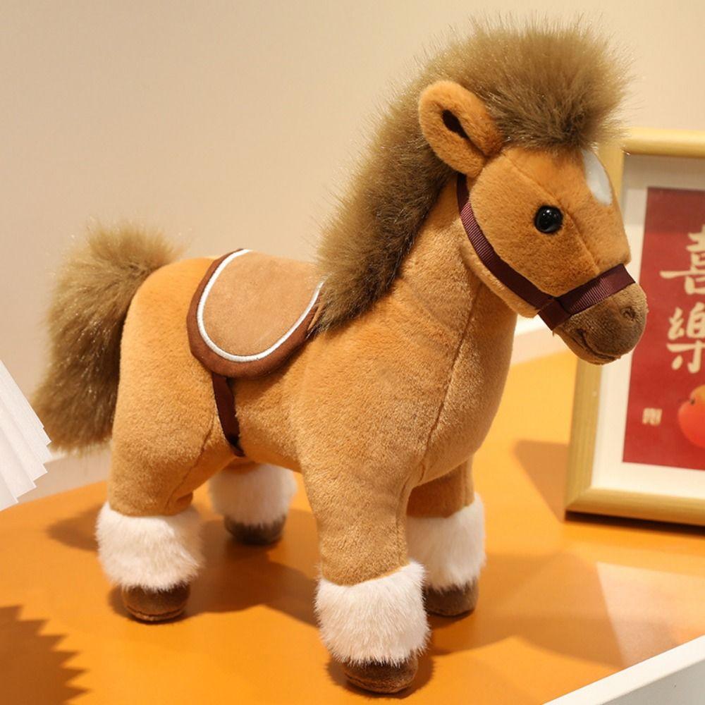 Soft Horse Plush Doll Toys Cute Zodiac Pony Figurine Unique Plush Racing Horse Horse Ornament