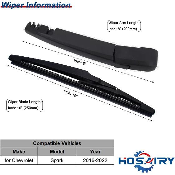 Rear Wiper Arm Blade Set for Chevy spark 2016- Rear Windshield Wiper Arm Blade Assembly 95391372