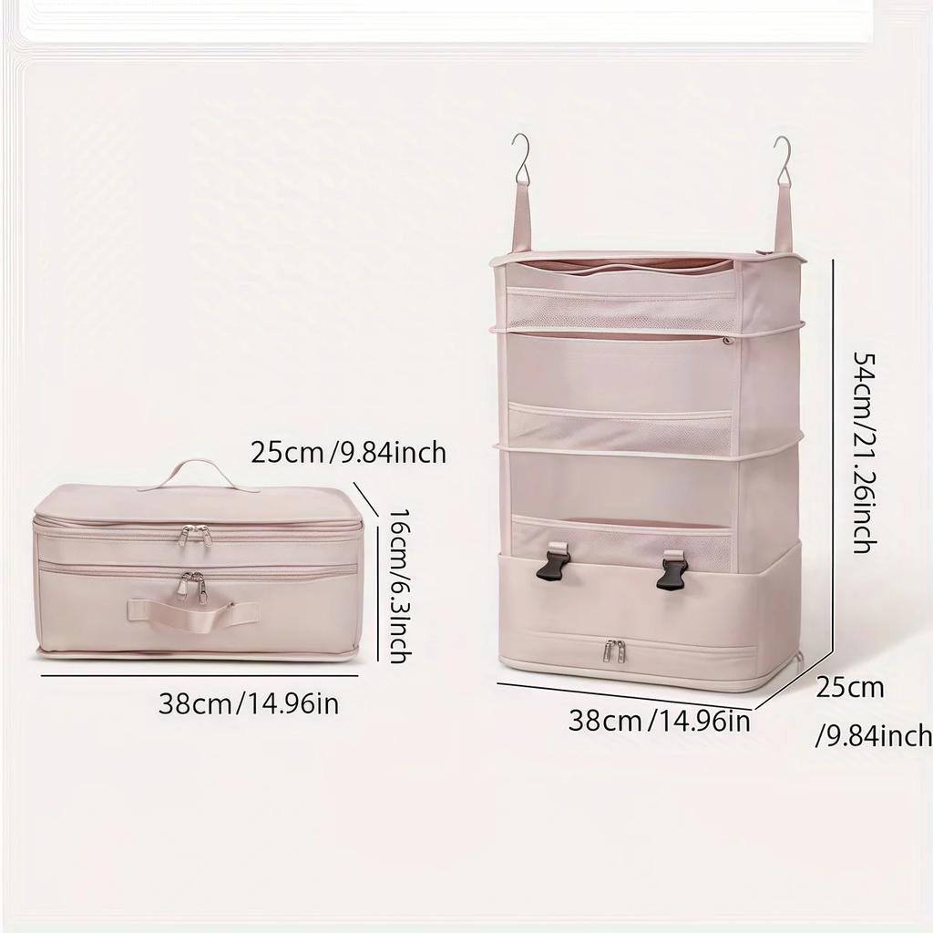 1pc Multifunctional Three-layer Hanging Travel Storage Bag Household Supplies Clothing Organizer Closet Organizer