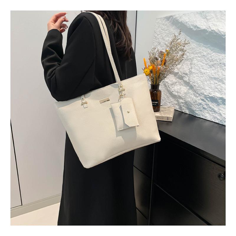 Borsa Tote Minimalista Stile Coreano Donna Grande Capacità Borsa a Secchiello Ecopelle Borsa a Spalla da Pendolare