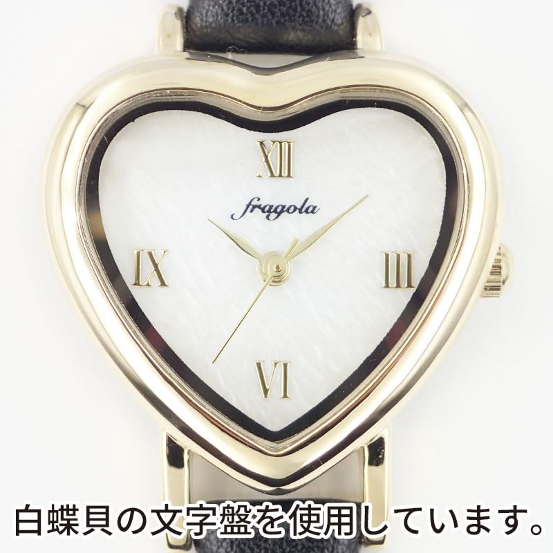 Fragola Heart Case Strap Watch Black [Follow] N00124S-1 GD/BK Women's