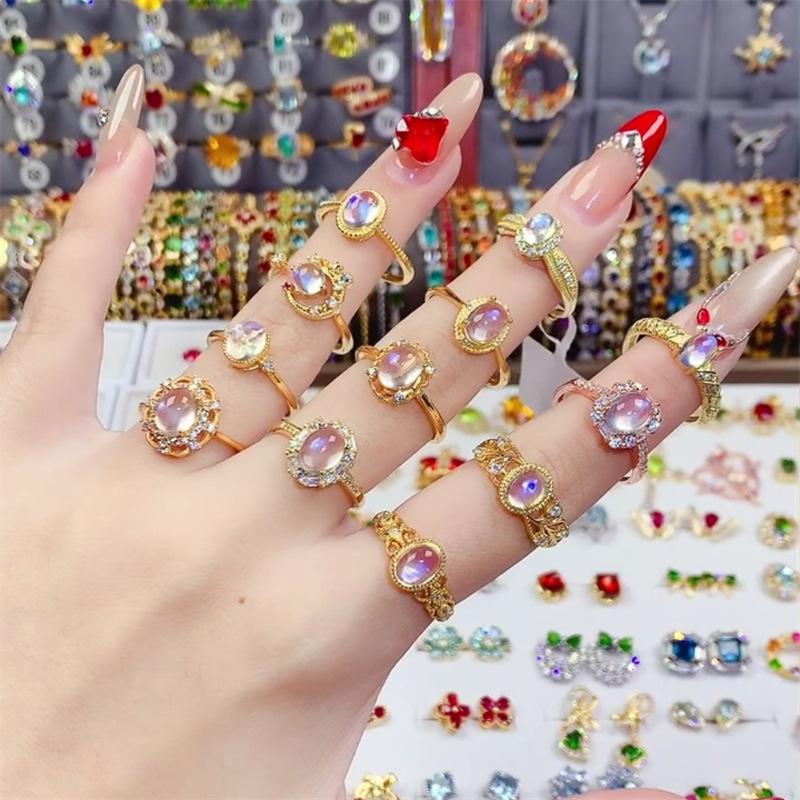 Anello in pietra preziosa hot-selling dal vivo design femminile anello dito indice anello aperto