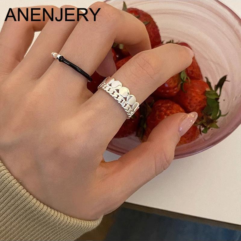 

ANENJERY Серебряный цвет Открытый геометрический для женщин Винтажное кольцо Геометрические регулируемые ювелирные аксессуары Подарки