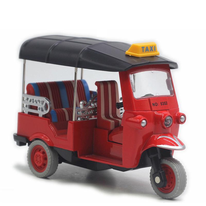 1 Peça Presente de Aniversário Modelo de Triciclo Tailandês Brinquedo Simulação Tuk Tuk Carro Estatueta Brinquedo de Veículo Infantil Decoração de Topper de Bolo para Mesa
