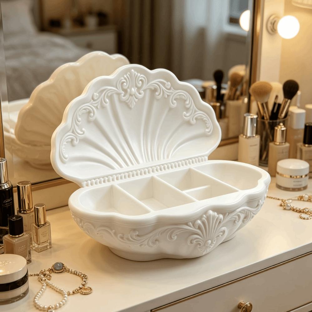 Vintage Shell-Shaped Jewelry Tray 3D Printed Desktop Storage Box Decorative Gift Box Table Decor