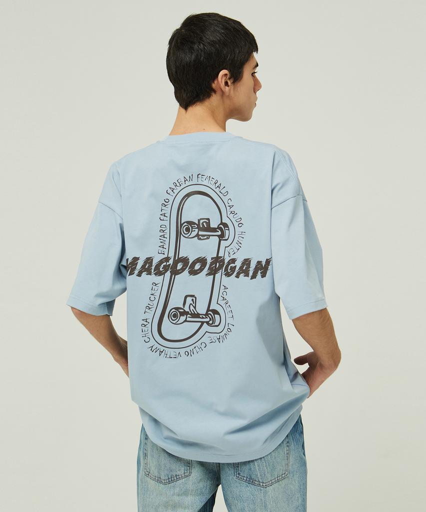 MAGOODGAN Swagver 3578 Skateboard Oversized Blue Short Sleeve Tee