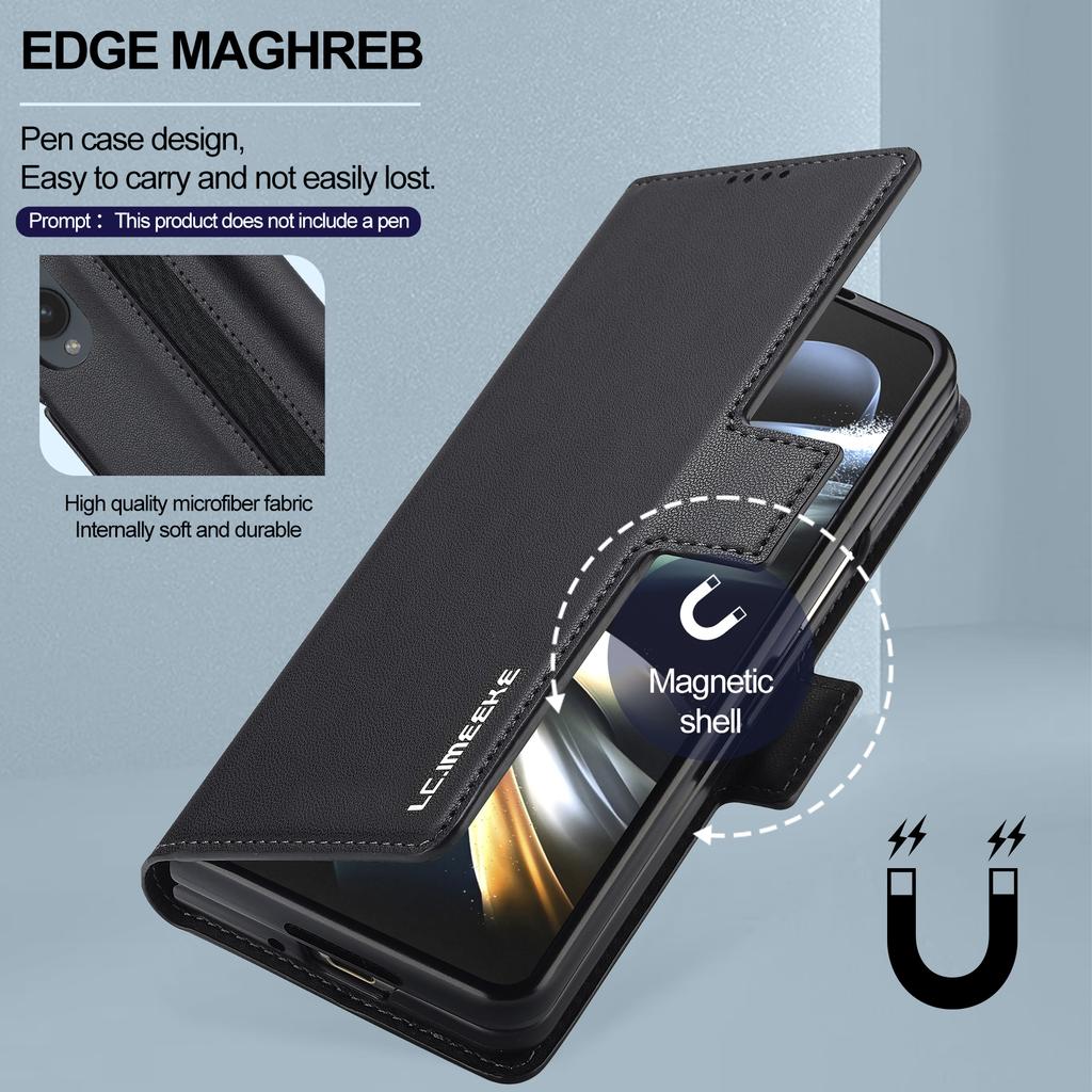 LC.IMEEKE L1 For Samsung Galaxy Z Fold3 5G Stand Case Texture PU Leather Wallet Phone Cover