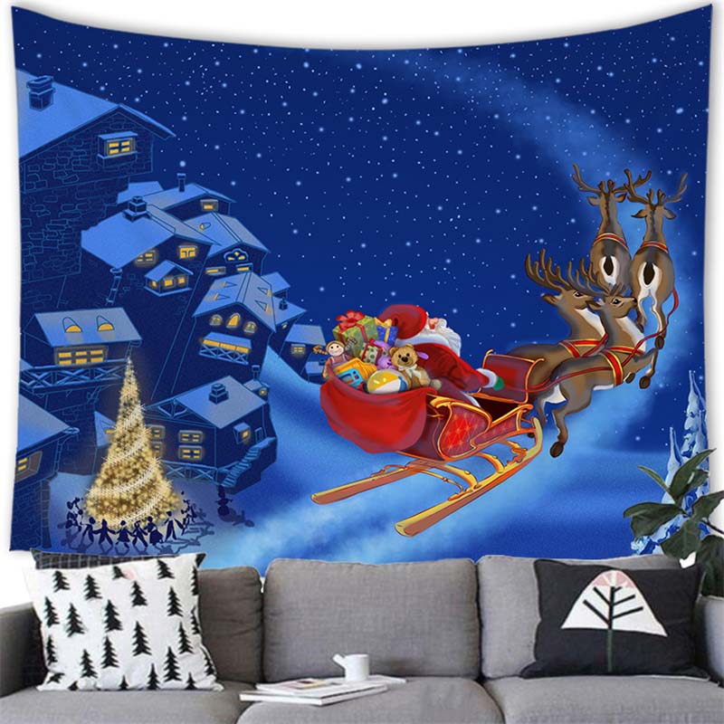 Santa Elch Schneemann Drucken Home Decor Tapisserie Wandbehang Weihnachten Wohnzimmer Zimmer Wand Dekor Hintergrund Stoff tapiz navideño