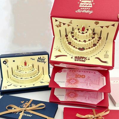 Creative Folding 3 D Birthday Red Envelope Traditional Pop-Up Lucky Money Envelope Best Wishes Red Pocket Chinese New Year
