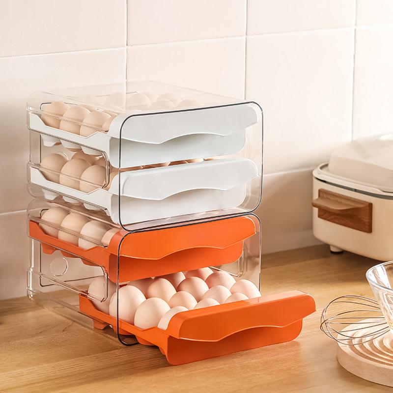 1 Stück Küche Doppelschicht Schubladen-Typ Eieraufbewahrungsbox Kunststoff Kühlschrank Frischhalte Home Desktop Aufbewahrung Eierbox