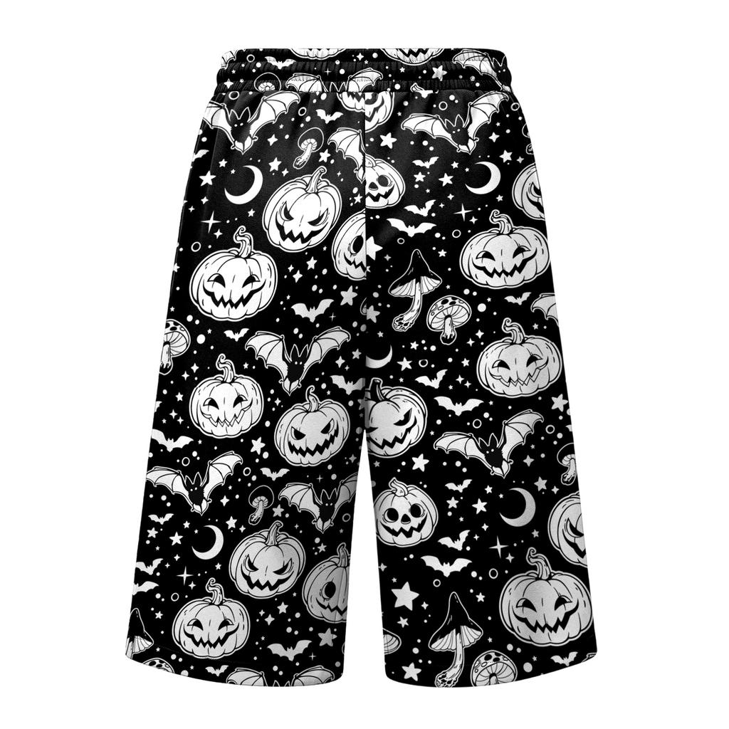 Men's Loose Fit Casual Shorts with Large Pockets Halloween Print