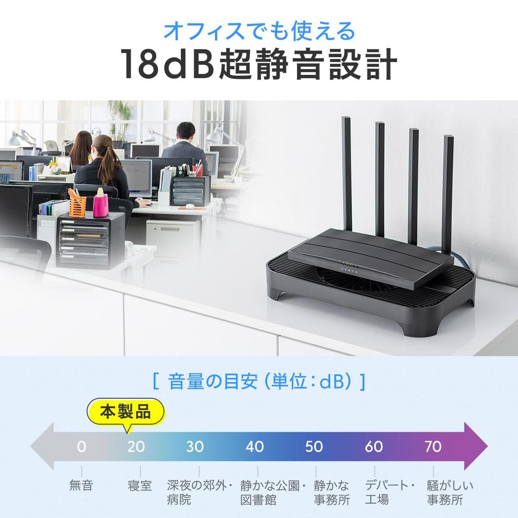 Sanwa Direct Compact Router Cooling Fan with Switch for Mini and Small Black 400-CLN038 Quiet, 13.5cm Wi-Fi On/Off PCs, HDDs, PCs,