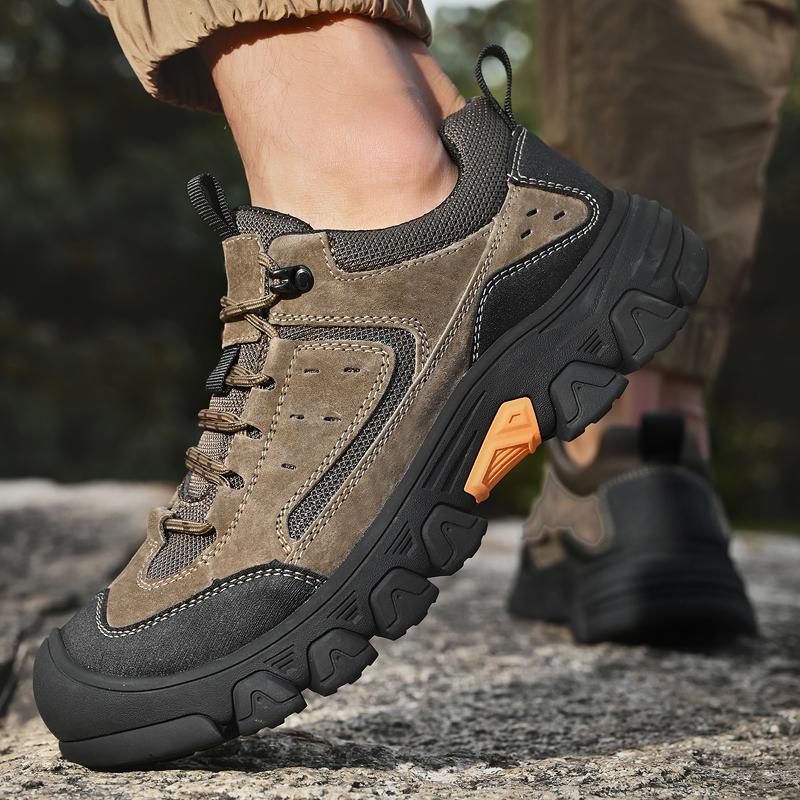 Fashion Autumn Antiskid Casual Leather Designer Shoes Hand Stitched Thick Bottom Mens Hiking Footwear Leisure Outdoor Walking Shoes